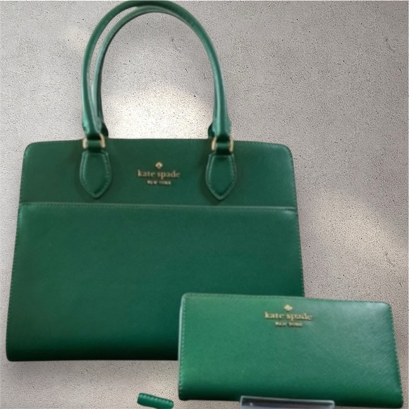 Kate Spade Madison Jade Green Medium Satchel Bag & matching bifold… - Picture 1 of 10